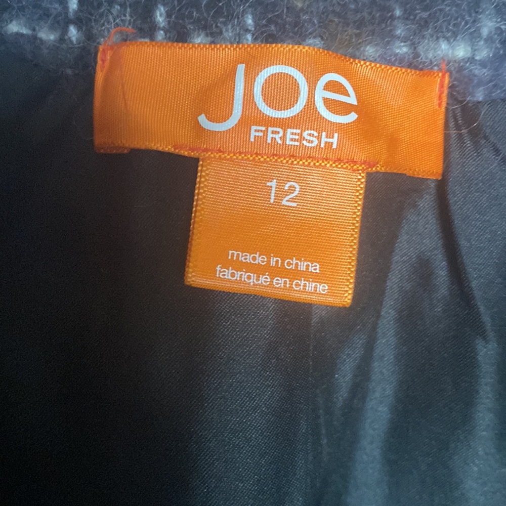 Joe Fresh wool & tweed silver detail accent with fringe trim on collar & wrist - Picture 9 of 10